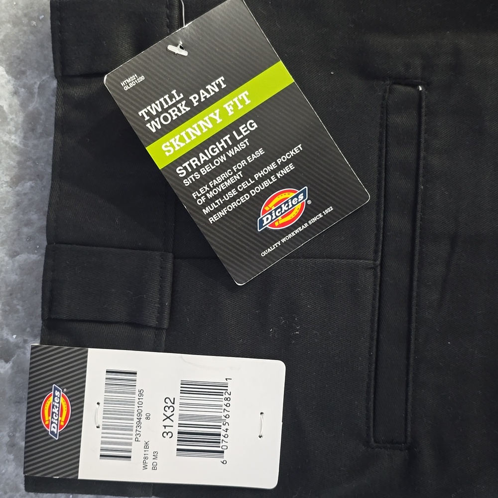 Dickies Black Skinny Fit Work Pants 31x32